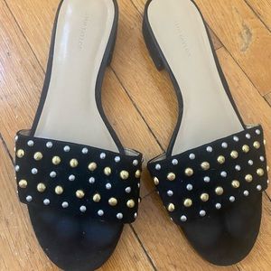 Studded Black Ann Taylor Slides